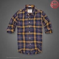 heren abercrombie fitch plaid lang overhemd moose logo purper geel Groningen Shop elwj0463